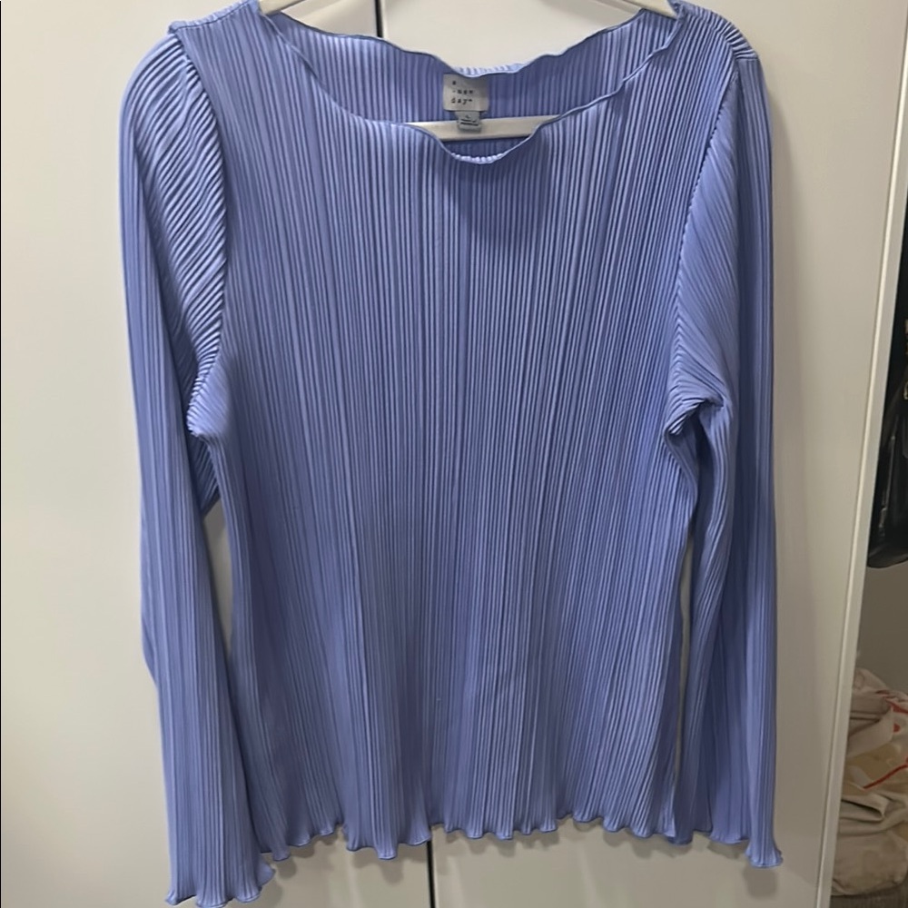 Plisse Long Sleeve Blouse